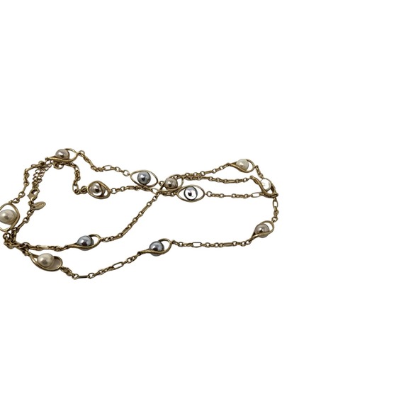 Lia Sophia  Extra Long Layering Gold Necklace Endeavor Faux Pearls 42-45" - Picture 6 of 6